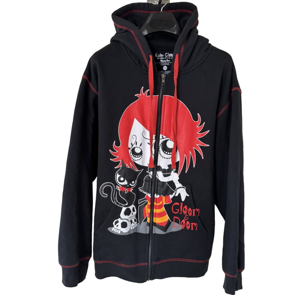 Ruby Gloom Hot Topic Women’s Doom & Gloom Black & Red Full Zip Hoodie Sz XL